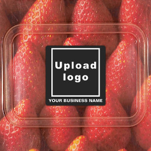 Business Name and Logo on Black Square Adhesive