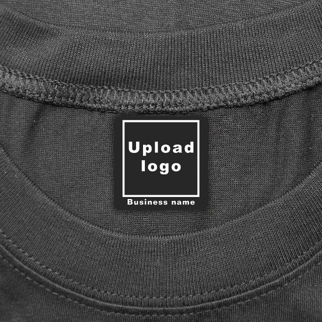 Business Name and Logo on Black Square Iron On (Black square iron on label with your business name and logo)