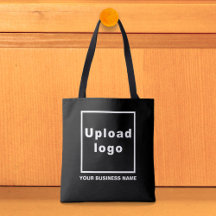 Business Name and Logo on Black Tote Bag