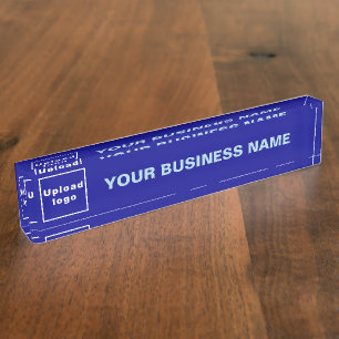 Business Name and Logo on Blue Acrylic Nameplate