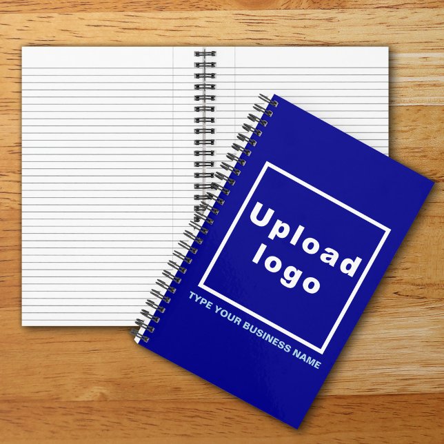 Business Name and Logo on Blue Spiral Notebook (Build brand name awareness. Your business logo and name on blue color cover of spiral notebook.)