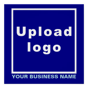 Business Name and Logo on Blue Square Glossy Poster