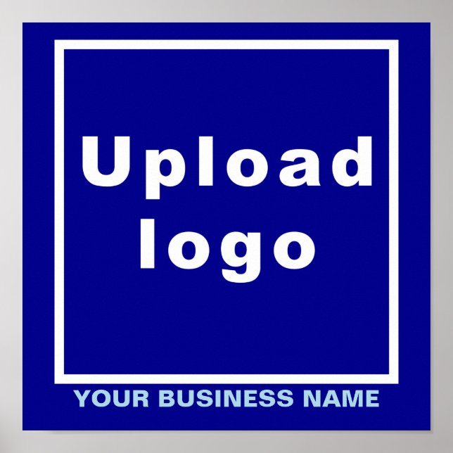 Business Name and Logo on Blue Square Poster (Front)