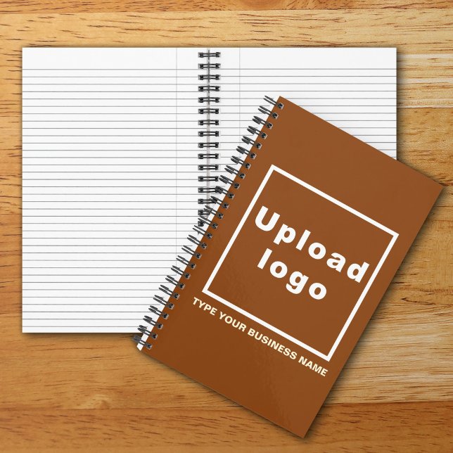 Business Name and Logo on Brown Spiral Notebook (Build brand name awareness. Your business logo and name on brown color cover of spiral notebook.)
