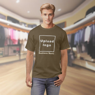 Business Name and Logo on Brown T-Shirt