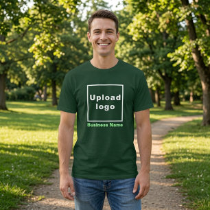 Business Name and Logo on Deep Forest Green T-Shirt