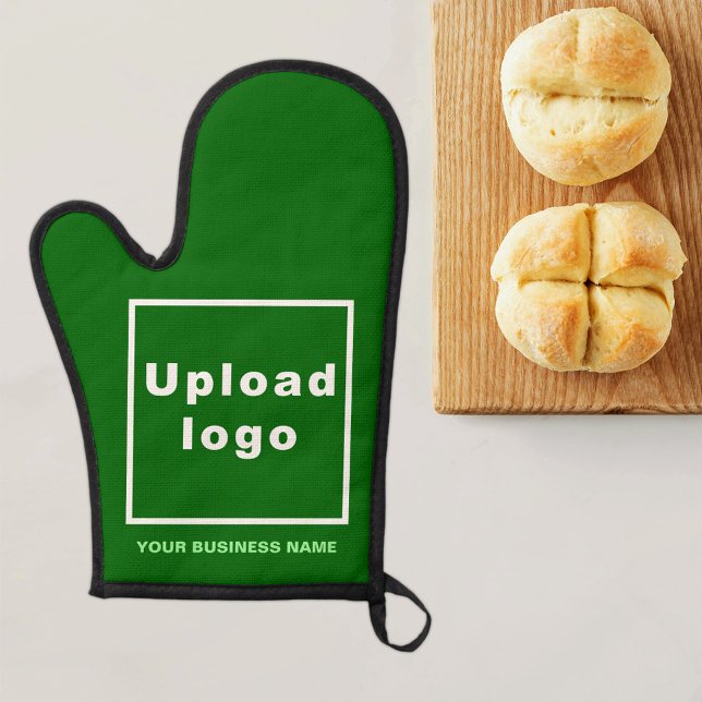 Business Name and Logo on Green Oven Mitt (Business name and logo on green oven mitt)