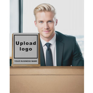 Business Name and Logo on Grey Acrylic Sign