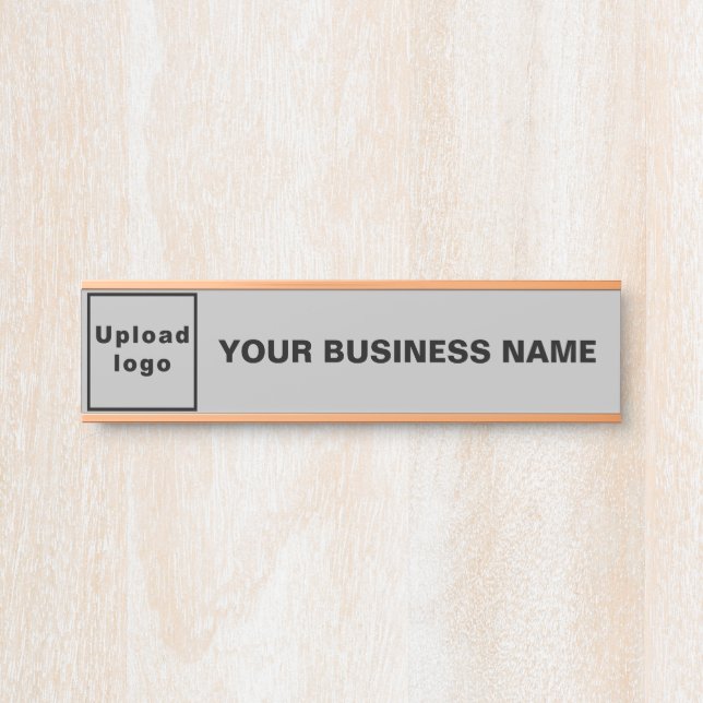 Business Name and Logo on Grey Hanging Door Sign (Front)