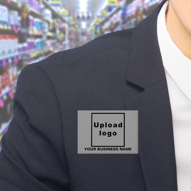 Business Name and Logo on Grey Rectangle Button (Business name and logo on gray rectangle button)