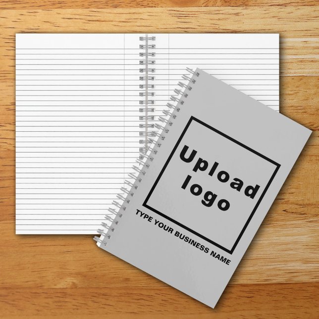 Business Name and Logo on Grey Spiral Notebook (Build brand name awareness. Your business logo and name on gray color cover of spiral notebook.)