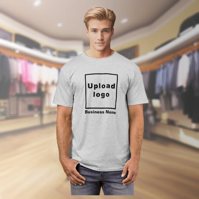 Business Name and Logo on Grey T-Shirt (Gray t-shirt with your business name and logo on model)