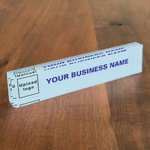 Business Name and Logo on Light Blue Acrylic Nameplate