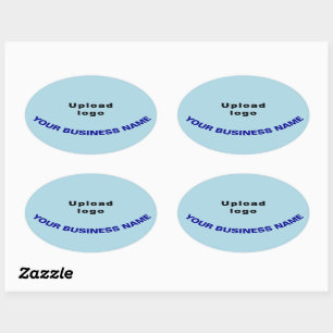 Business Name and Logo on Light Blue Oval Sticker