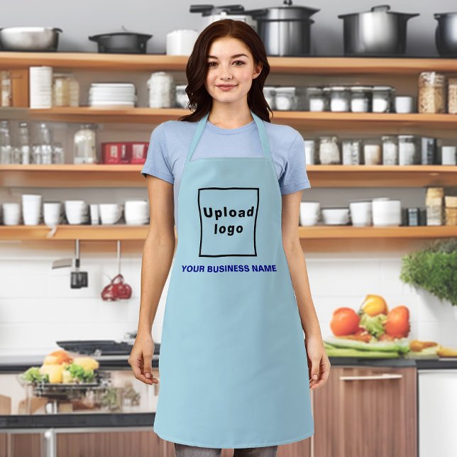 Business Name and Logo on Light Blue Polyester Apron (Your business name and logo on light blue apron.)