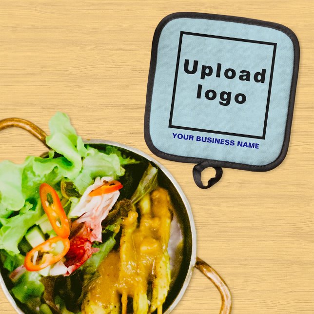 Business Name and Logo on Light Blue Pot holder (Business name and logo on light blue pot holder)