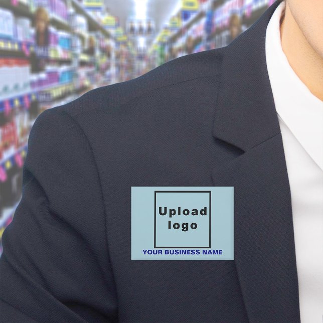 Business Name and Logo on Light Blue Rectangle (Business name and logo on light blue rectangle button)