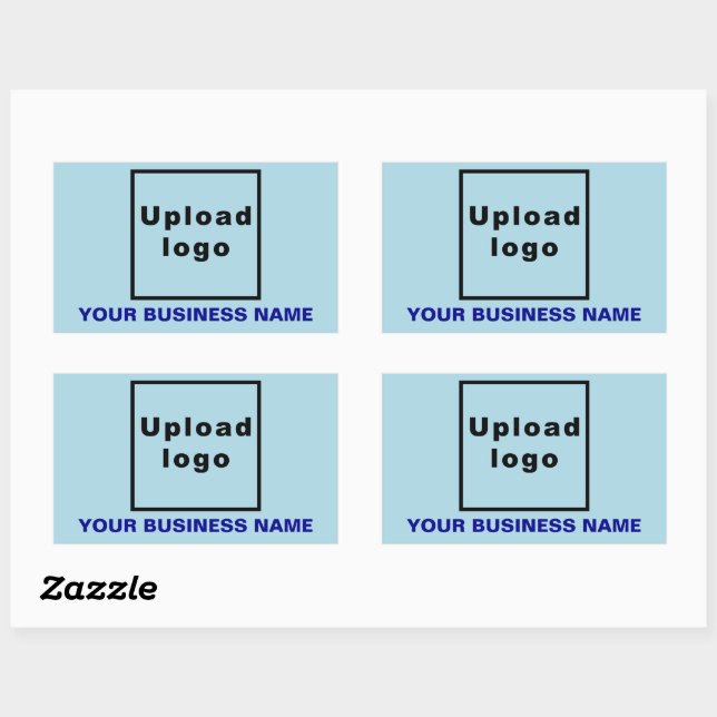 Business Name and Logo on Light Blue Rectangular Sticker (Sheet)