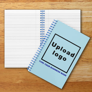 Business Name and Logo on Light Blue Spiral Notebook