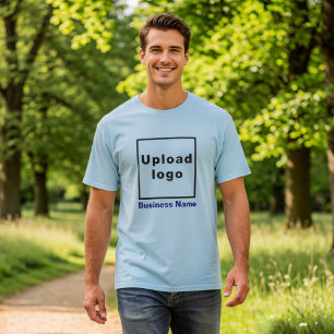 Business Name and Logo on Light Blue T-Shirt