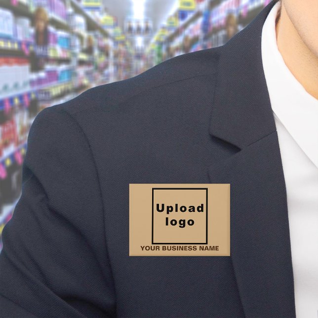 Business Name and Logo on Light Brown Rectangle (Business name and logo on light brown rectangle button)