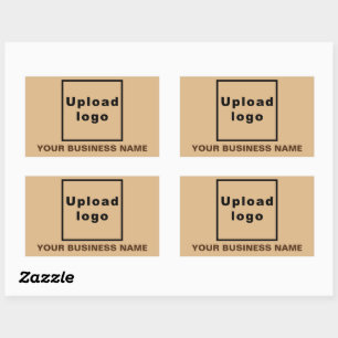 Business Name and Logo on Light Brown Rectangular Sticker