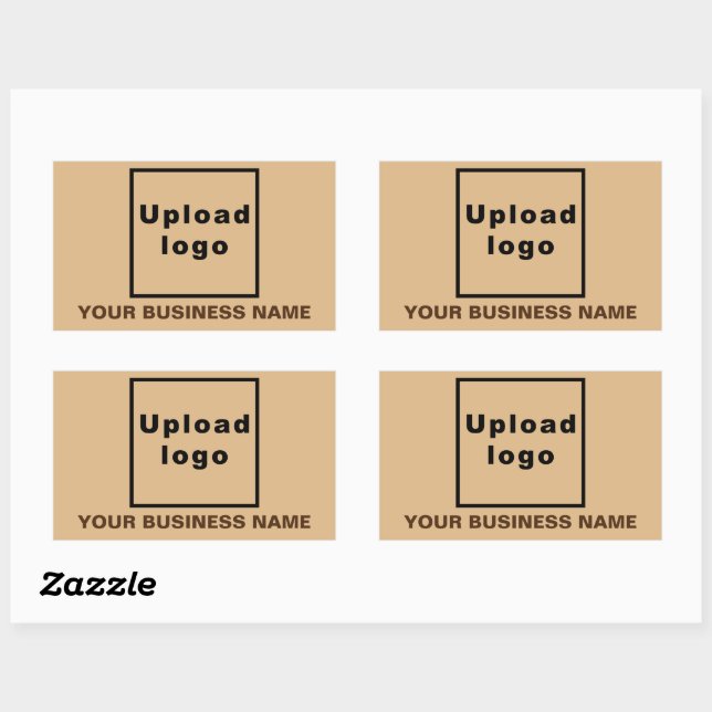 Business Name and Logo on Light Brown Rectangular Sticker (Sheet)
