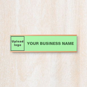 Business Name and Logo on Light Green Hanging Door Sign