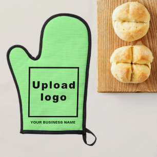 Business Name and Logo on Light Green Oven Mitt