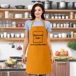 Business Name and Logo on Orange Colour Polyester Apron<br><div class="desc">Customisable apron that can be used as uniform of your staff in your cafe, dining or restaurant business. Apron with your business name and logo to build brand name awareness. Customise it by uploading your business logo and typing your business or company name. Please check the appearance after uploading logo...</div>