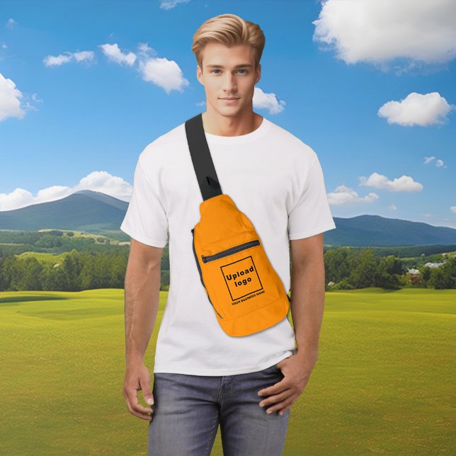 Business Name and Logo on Orange Colour Sling Bag (Business name and logo on orange color sling bag)