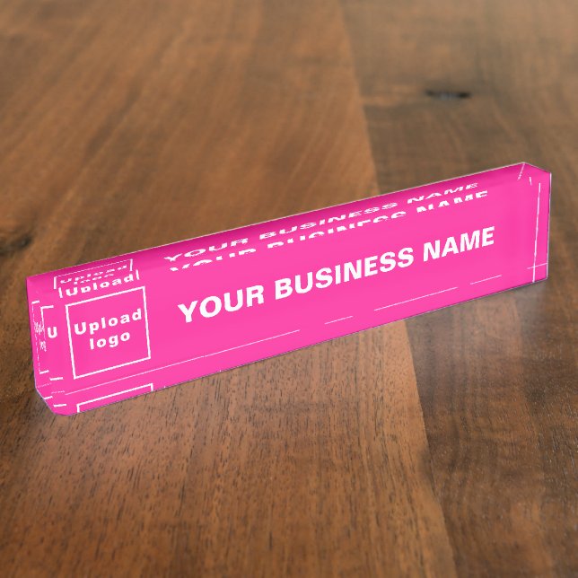 Business Name and Logo on Pink Acrylic Nameplate (Side)