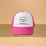 Business Name and Logo on Pink and White Trucker Hat<br><div class="desc">Trucker hat that you can customise to put your business name. You can give it as giveaway item or gift to your customers. You can also include it in your marketing materials to advertise your business or in your promotional products to promote your brand name. Trucker hat with your business...</div>