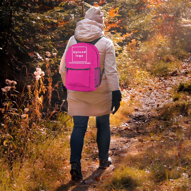 Business Name and Logo on Pink Backpack (Your business name and logo on pink backpack as camping bag.)