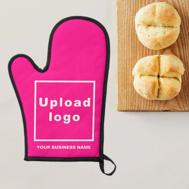 Business Name and Logo on Pink Oven Mitt (Business name and logo on pink oven mitt)