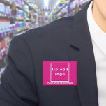 Business Name and Logo on Pink Rectangle Button<br><div class="desc">Pink rectangle button that you can customise by typing your business name and uploading your business logo. Customise it and use it as a uniform accessory to advertise your business or to promote your brand name to customers or clients. Customisable accessory that you can use as marketing material to build...</div>