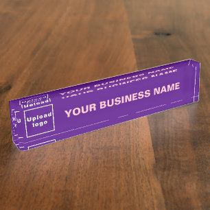 Business Name and Logo on Purple Acrylic Nameplate