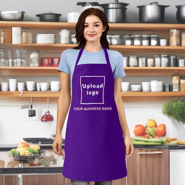 Business Name and Logo on Purple Polyester Apron (Your business name and logo on purple apron.)