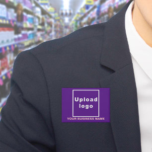 Business Name and Logo on Purple Rectangle Button