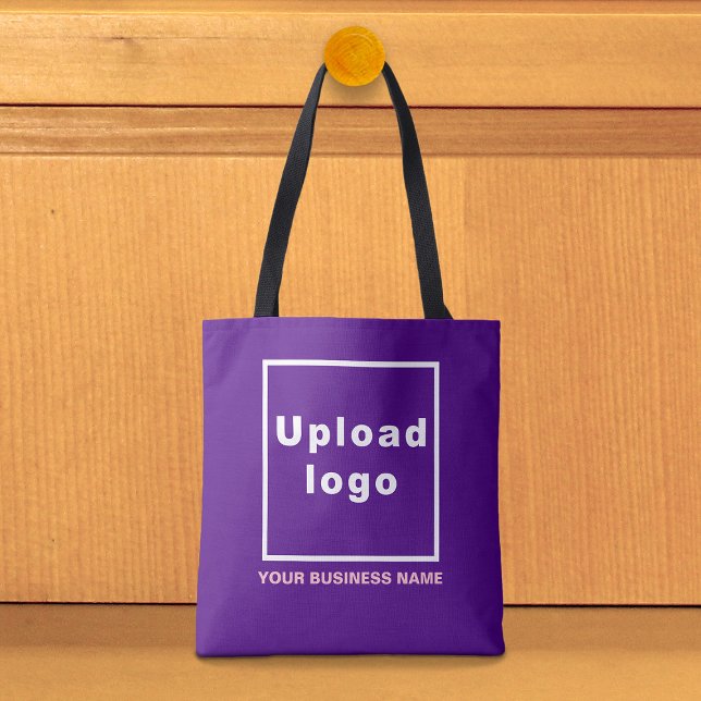 Business Name and Logo on Purple Tote Bag (Purple tote bag with your business name and logo)