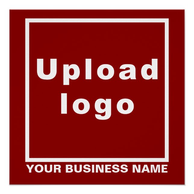 Business Name and Logo on Red Square Glossy Poster (Front)