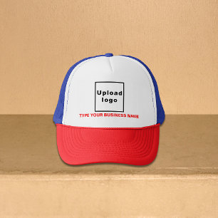 Business Name and Logo on Red, White and Blue Trucker Hat