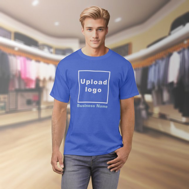 Business Name and Logo on Royal Blue T-Shirt (Royal blue t-shirt with your business name and logo on model)
