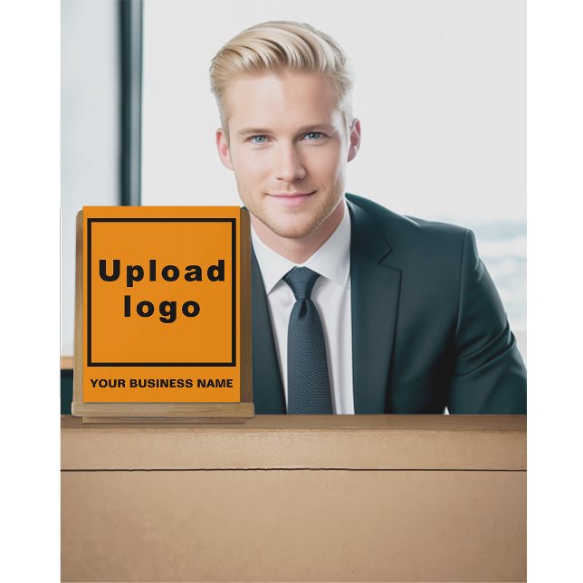 Business Name and Logo on Small Orange Acrylic Sign (Orange acrylic sign with your business name and logo)