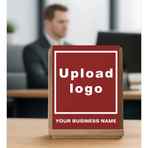 Business Name and Logo on Small Red Acrylic Sign