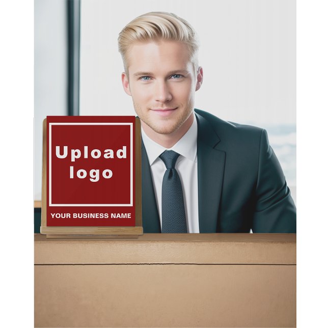 Business Name and Logo on Small Red Acrylic Sign (Red acrylic sign with your business name and logo)