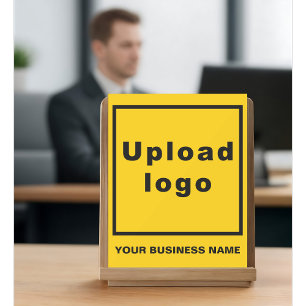 Business Name and Logo on Small Yellow Acrylic Sign