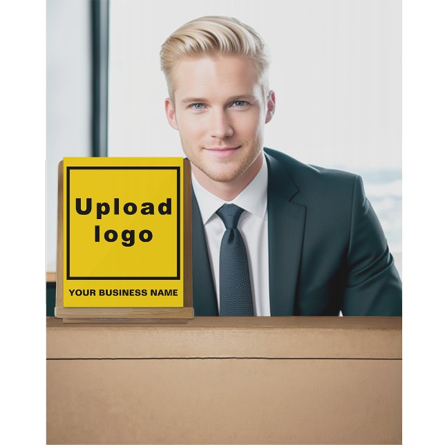 Business Name and Logo on Small Yellow Acrylic Sign (Yellow acrylic sign with your business name and logo)