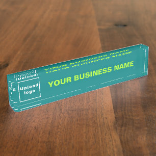 Business Name and Logo on Teal Green Acrylic Nameplate