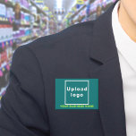 Business Name and Logo on Teal Green Rectangle<br><div class="desc">Teal green rectangle button that you can customise by typing your business name and uploading your business logo. Customise it and use it as a uniform accessory to advertise your business or to promote your brand name to customers or clients. Customisable accessory that you can use as marketing material to...</div>
